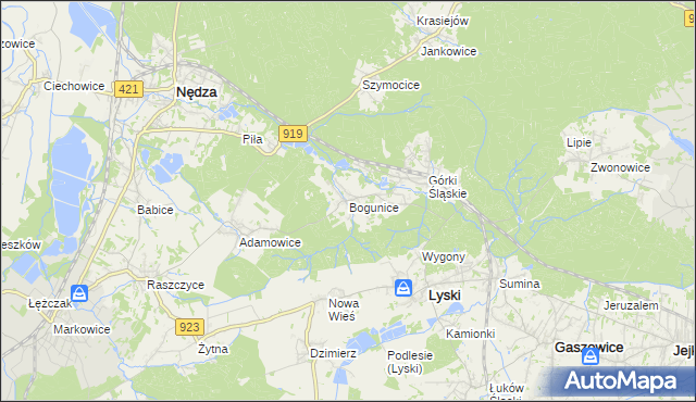 mapa Bogunice, Bogunice na mapie Targeo