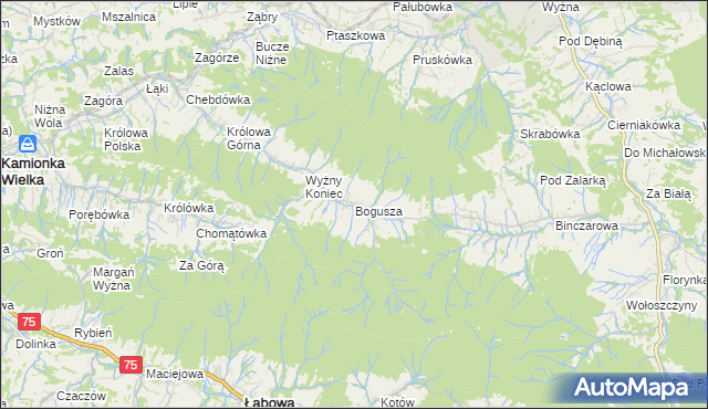 mapa Bogusza, Bogusza na mapie Targeo