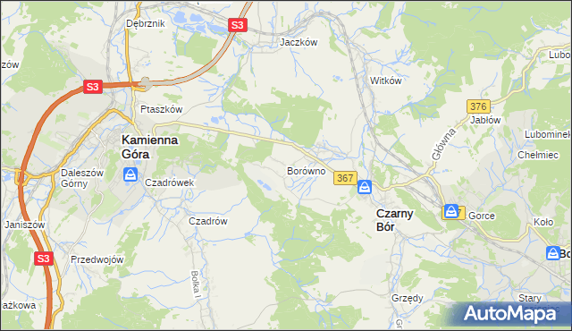 mapa Borówno gmina Czarny Bór, Borówno gmina Czarny Bór na mapie Targeo