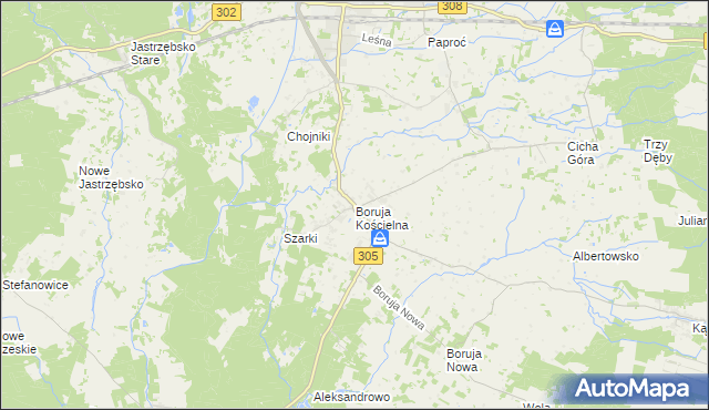mapa Boruja Kościelna, Boruja Kościelna na mapie Targeo