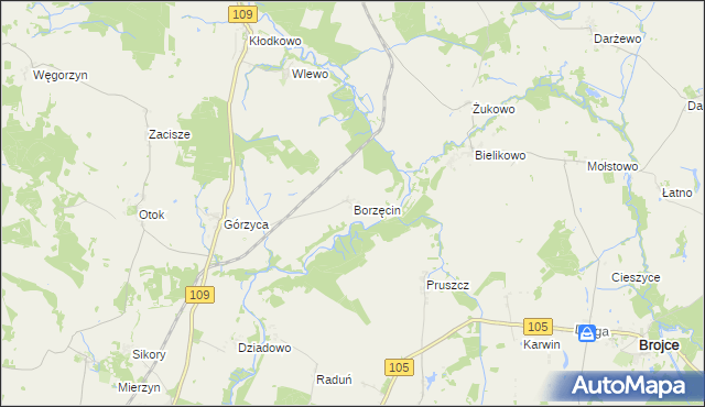 mapa Borzęcin gmina Gryfice, Borzęcin gmina Gryfice na mapie Targeo