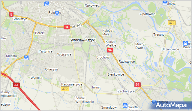mapa Brochów gmina Wrocław, Brochów gmina Wrocław na mapie Targeo