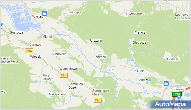 mapa Brzózki gmina Szubin, Brzózki gmina Szubin na mapie Targeo