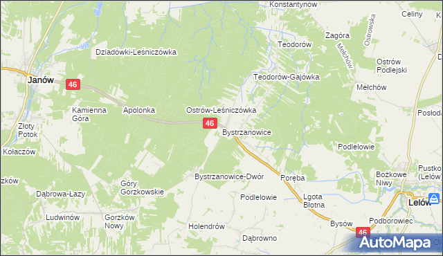 mapa Bystrzanowice, Bystrzanowice na mapie Targeo