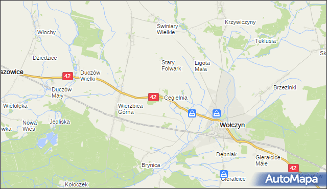 mapa Cegielnia gmina Wołczyn, Cegielnia gmina Wołczyn na mapie Targeo