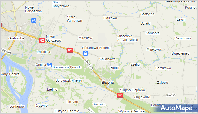 mapa Cekanowo gmina Słupno, Cekanowo gmina Słupno na mapie Targeo