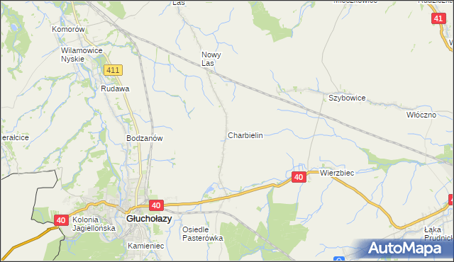 mapa Charbielin gmina Głuchołazy, Charbielin gmina Głuchołazy na mapie Targeo