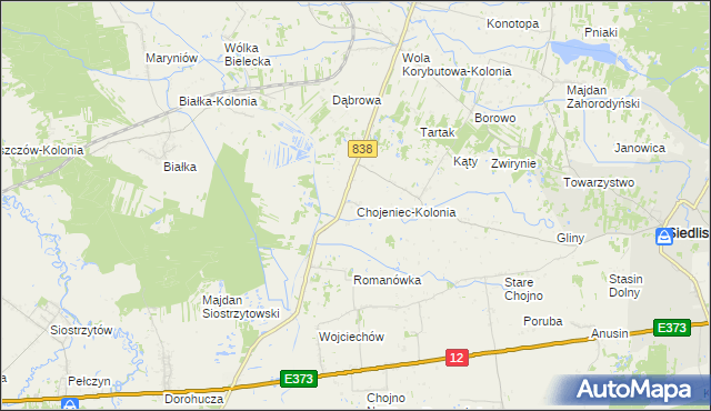 mapa Chojeniec-Kolonia, Chojeniec-Kolonia na mapie Targeo