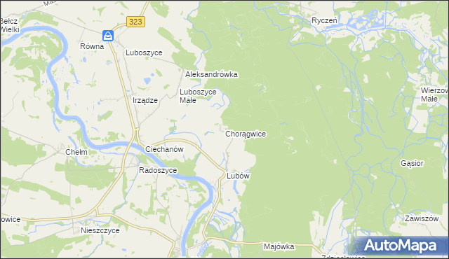 mapa Chorągwice, Chorągwice na mapie Targeo