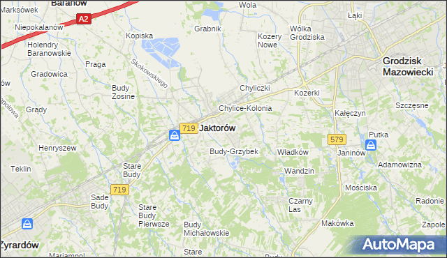 mapa Chylice gmina Jaktorów, Chylice gmina Jaktorów na mapie Targeo