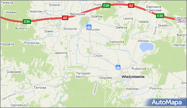 mapa Chylin gmina Władysławów, Chylin gmina Władysławów na mapie Targeo