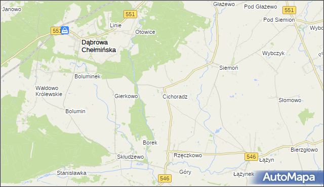 mapa Cichoradz, Cichoradz na mapie Targeo