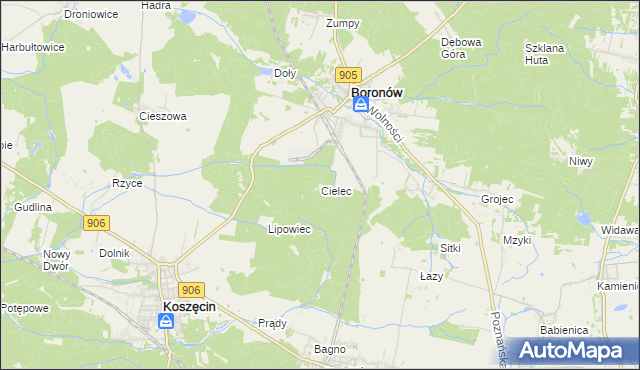 mapa Cielec, Cielec na mapie Targeo