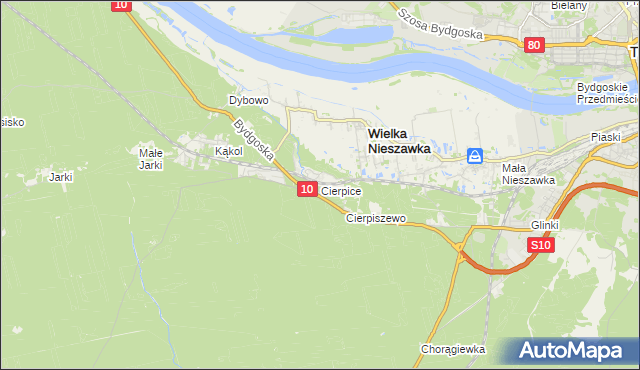 mapa Cierpice gmina Wielka Nieszawka, Cierpice gmina Wielka Nieszawka na mapie Targeo