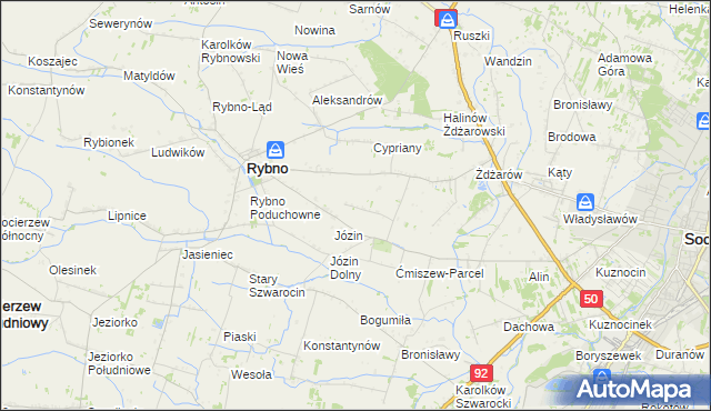 mapa Ćmiszew Rybnowski, Ćmiszew Rybnowski na mapie Targeo