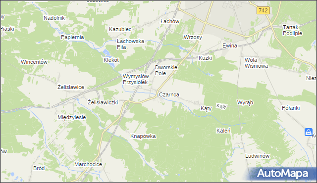 mapa Czarnca, Czarnca na mapie Targeo