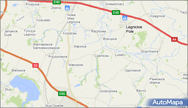 mapa Czarnków gmina Legnickie Pole, Czarnków gmina Legnickie Pole na mapie Targeo