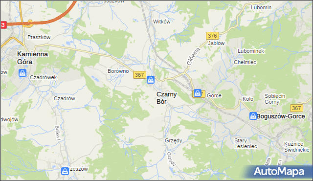 mapa Czarny Bór, Czarny Bór na mapie Targeo