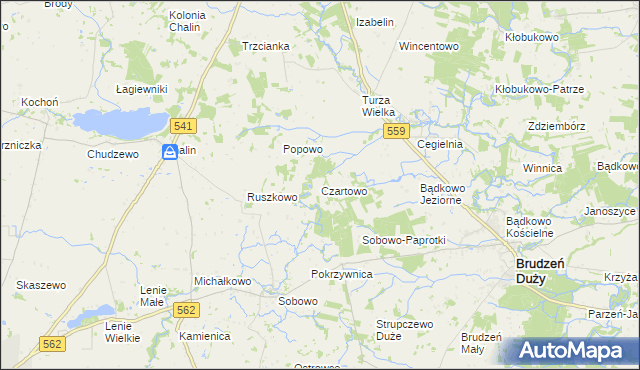 mapa Czartowo gmina Dobrzyń nad Wisłą, Czartowo gmina Dobrzyń nad Wisłą na mapie Targeo