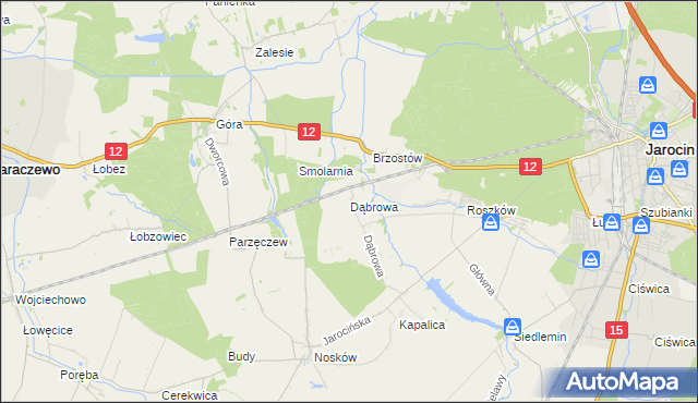 mapa Dąbrowa gmina Jarocin, Dąbrowa gmina Jarocin na mapie Targeo