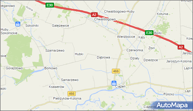 mapa Dąbrowa gmina Lądek, Dąbrowa gmina Lądek na mapie Targeo