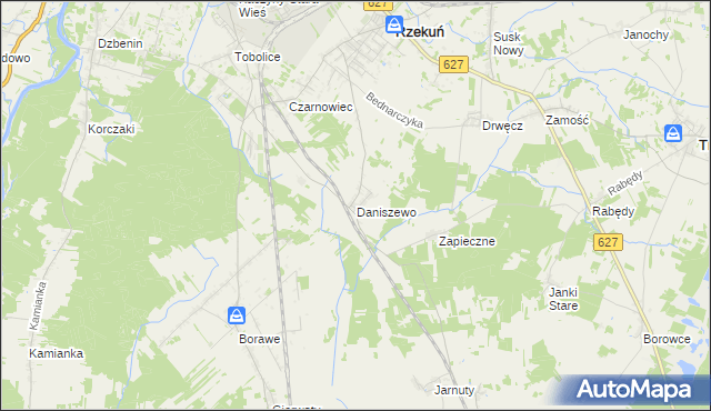 mapa Daniszewo gmina Rzekuń, Daniszewo gmina Rzekuń na mapie Targeo