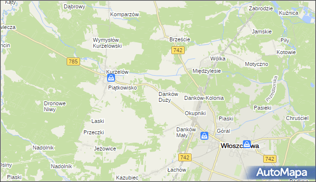 mapa Danków Duży, Danków Duży na mapie Targeo