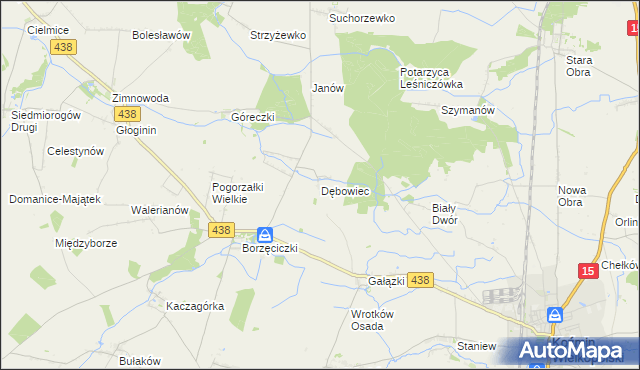 mapa Dębowiec gmina Koźmin Wielkopolski, Dębowiec gmina Koźmin Wielkopolski na mapie Targeo