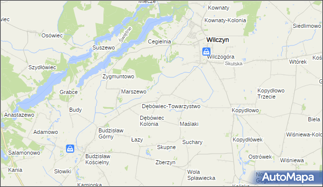 mapa Dębówiec gmina Wilczyn, Dębówiec gmina Wilczyn na mapie Targeo