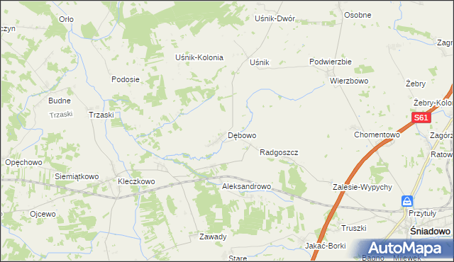 mapa Dębowo gmina Śniadowo, Dębowo gmina Śniadowo na mapie Targeo