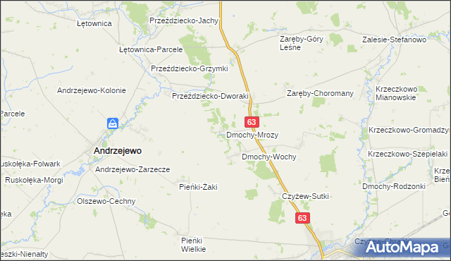mapa Dmochy-Mrozy, Dmochy-Mrozy na mapie Targeo