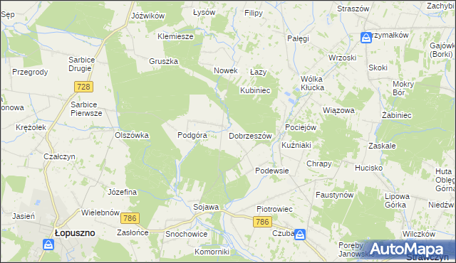 mapa Dobrzeszów, Dobrzeszów na mapie Targeo