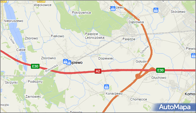 mapa Dopiewiec, Dopiewiec na mapie Targeo