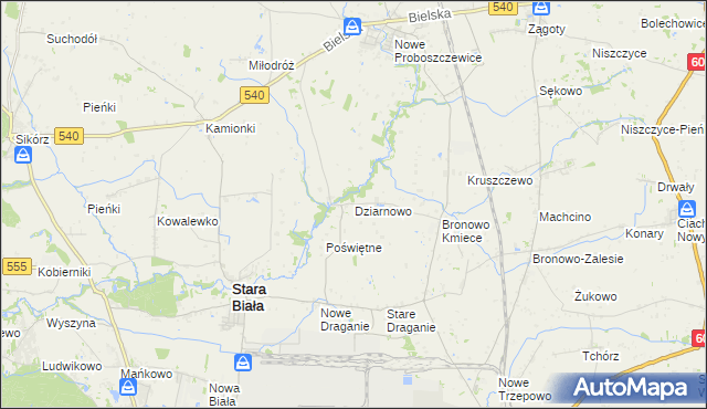 mapa Dziarnowo gmina Stara Biała, Dziarnowo gmina Stara Biała na mapie Targeo