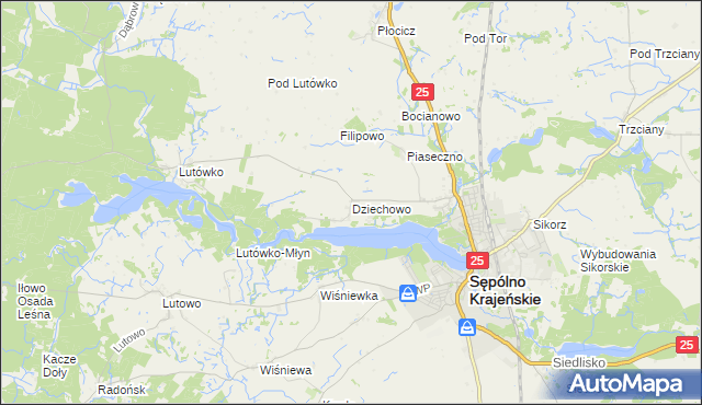 mapa Dziechowo, Dziechowo na mapie Targeo