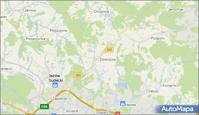 mapa Dziwiszów, Dziwiszów na mapie Targeo