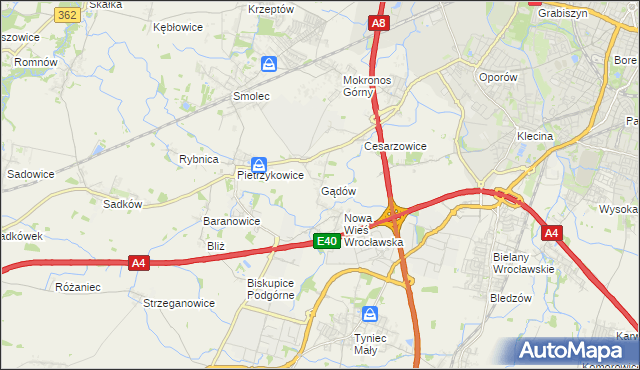 mapa Gądów, Gądów na mapie Targeo