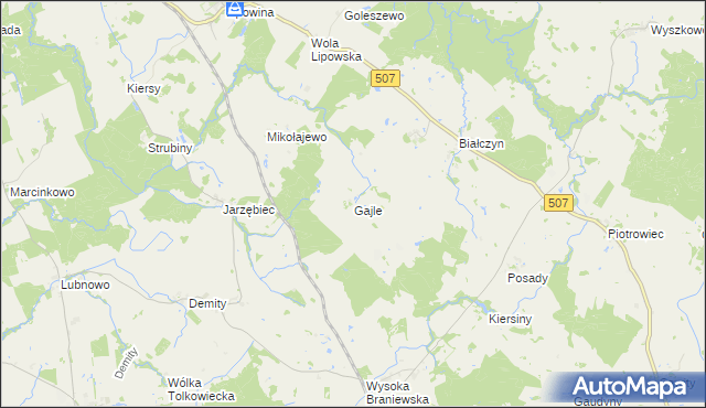 mapa Gajle, Gajle na mapie Targeo