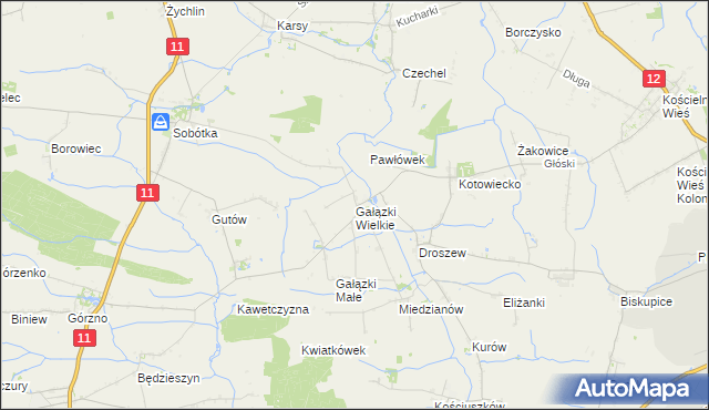 mapa Gałązki Wielkie, Gałązki Wielkie na mapie Targeo