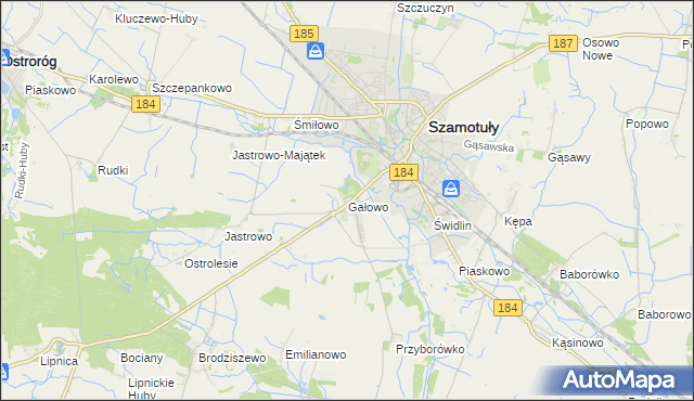 mapa Gałowo gmina Szamotuły, Gałowo gmina Szamotuły na mapie Targeo