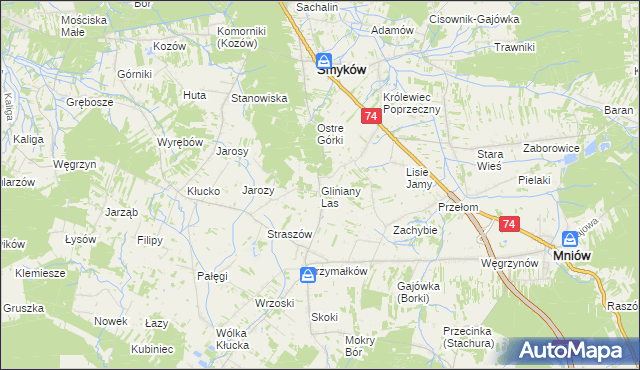 mapa Gliniany Las, Gliniany Las na mapie Targeo