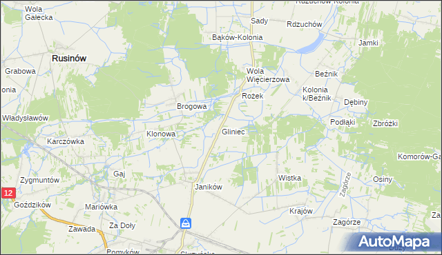 mapa Gliniec gmina Przysucha, Gliniec gmina Przysucha na mapie Targeo