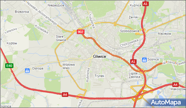 mapa Gliwic, Gliwice na mapie Targeo
