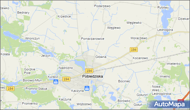 mapa Główna gmina Pobiedziska, Główna gmina Pobiedziska na mapie Targeo