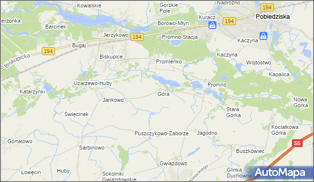 mapa Góra gmina Pobiedziska, Góra gmina Pobiedziska na mapie Targeo