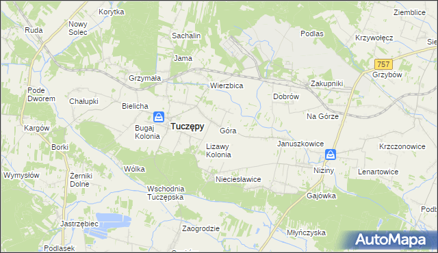 mapa Góra gmina Tuczępy, Góra gmina Tuczępy na mapie Targeo