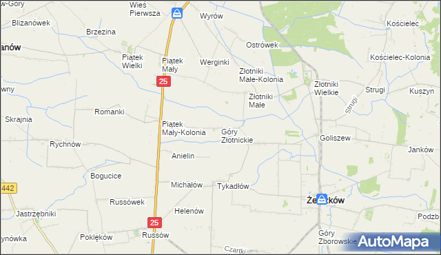 mapa Góry Złotnickie, Góry Złotnickie na mapie Targeo