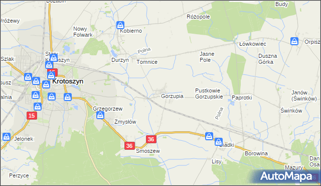 mapa Gorzupia gmina Krotoszyn, Gorzupia gmina Krotoszyn na mapie Targeo