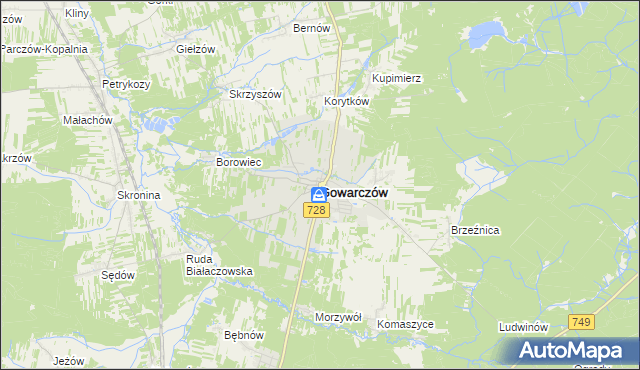 mapa Gowarczów, Gowarczów na mapie Targeo