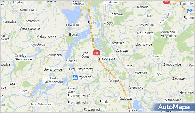 mapa Graboszyce, Graboszyce na mapie Targeo